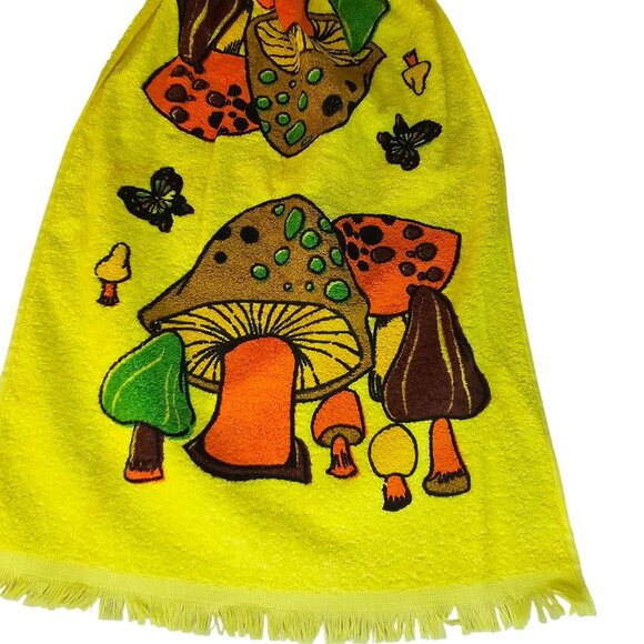 Vintage Cannon Merry Mushroom Kitchen Hand Towel Yellow - Picture 3 of 14
